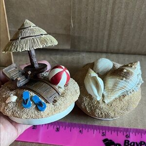 Yankee Candle Beach Themed Decorative Candle Toppers Pair